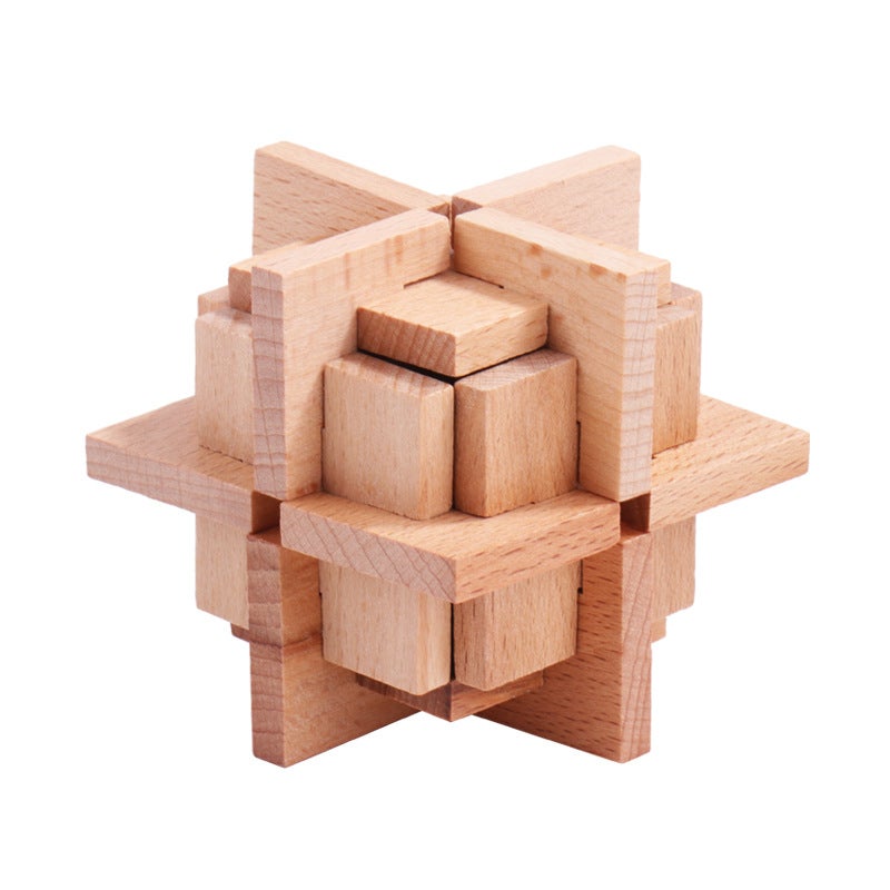 Children'S Educational Gifts Mortise And Tenon Kongming Lock Luban Lock Full Set Of Wooden Year-Old Suit Gift Toys Nostalgic - Image 1